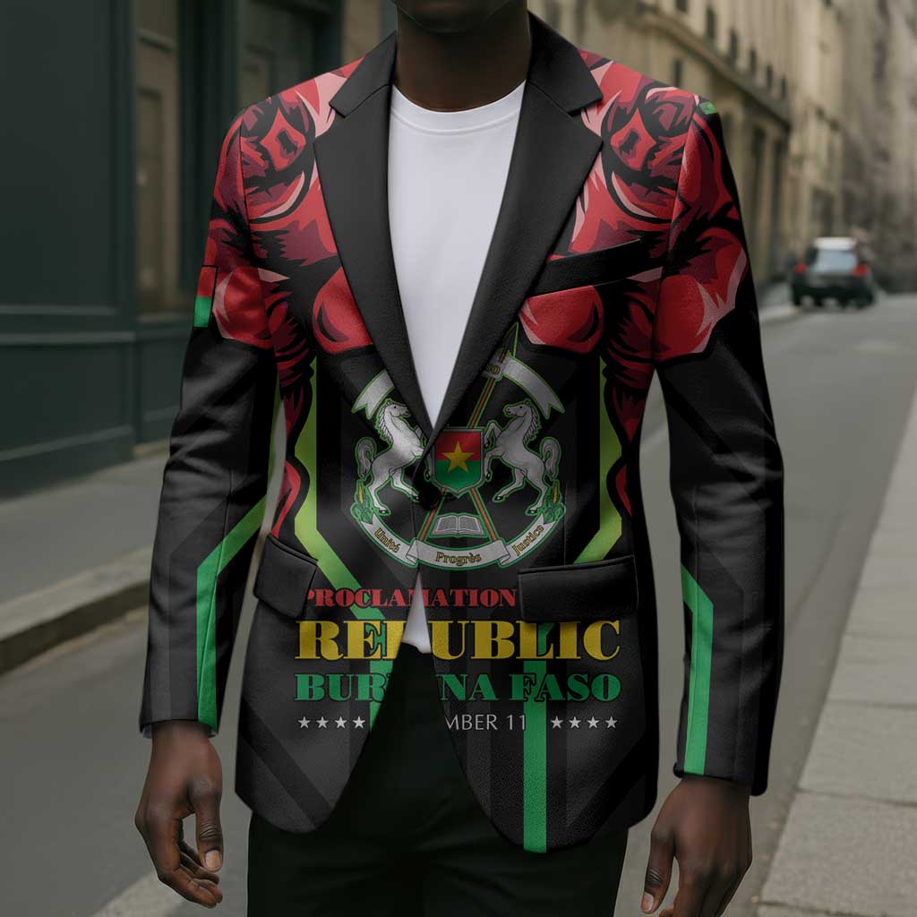 Burkina Faso Republic Day Blazer Coat Of Arms With Rose