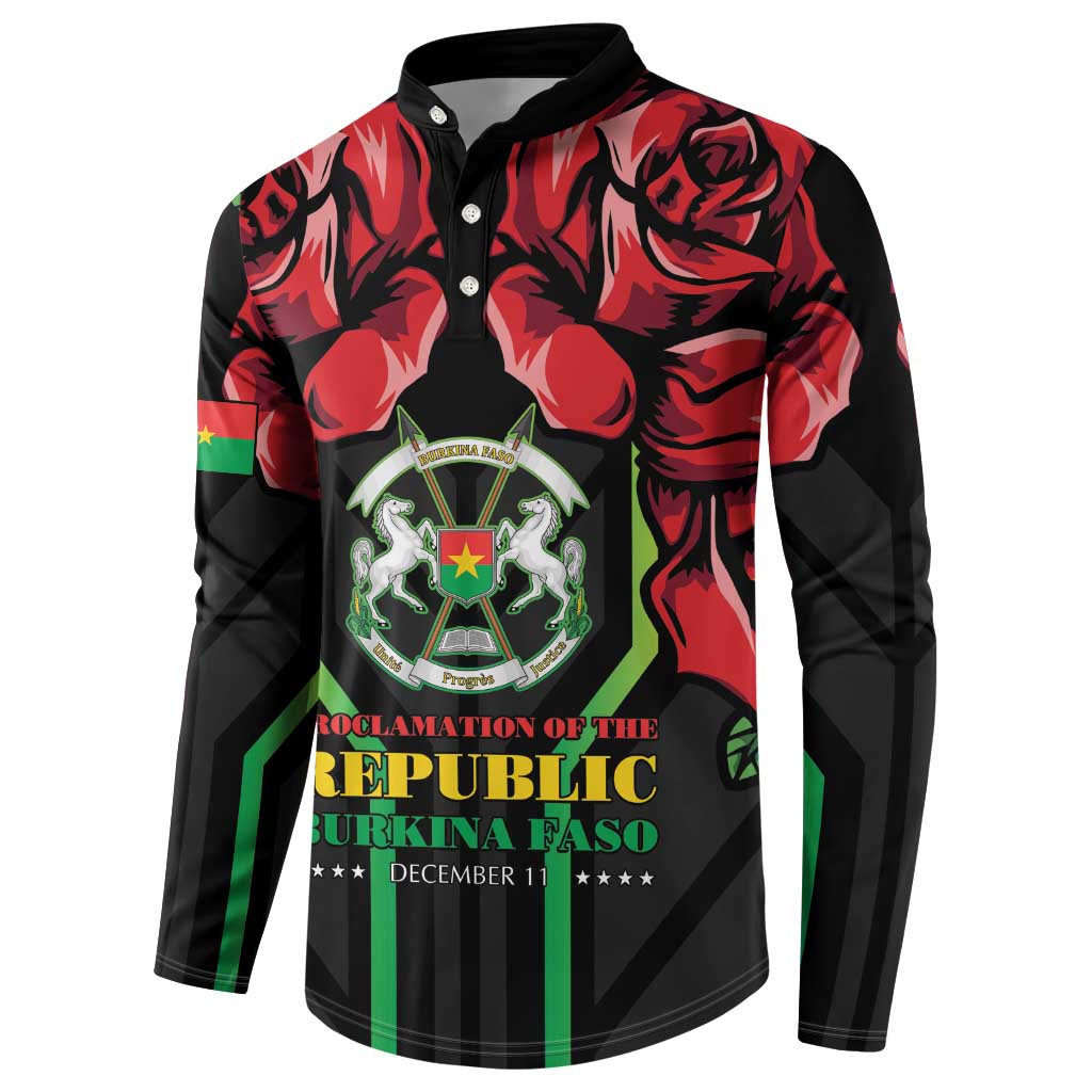 Burkina Faso Republic Day Button Sweatshirt Coat Of Arms With Rose
