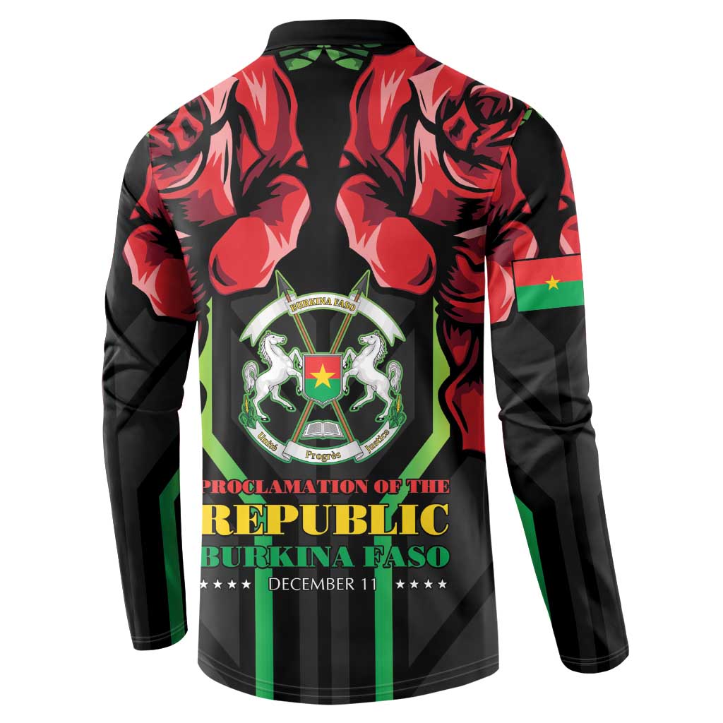 Burkina Faso Republic Day Button Sweatshirt Coat Of Arms With Rose