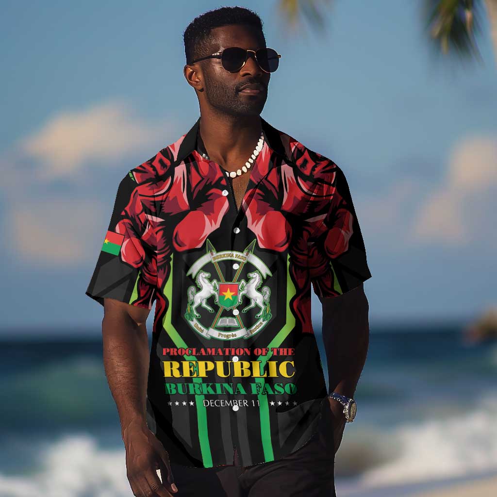 Afro Burkina Faso Republic Day Hawaiian Shirt Coat Of Arms With Rose - Sporty Style - African Pride