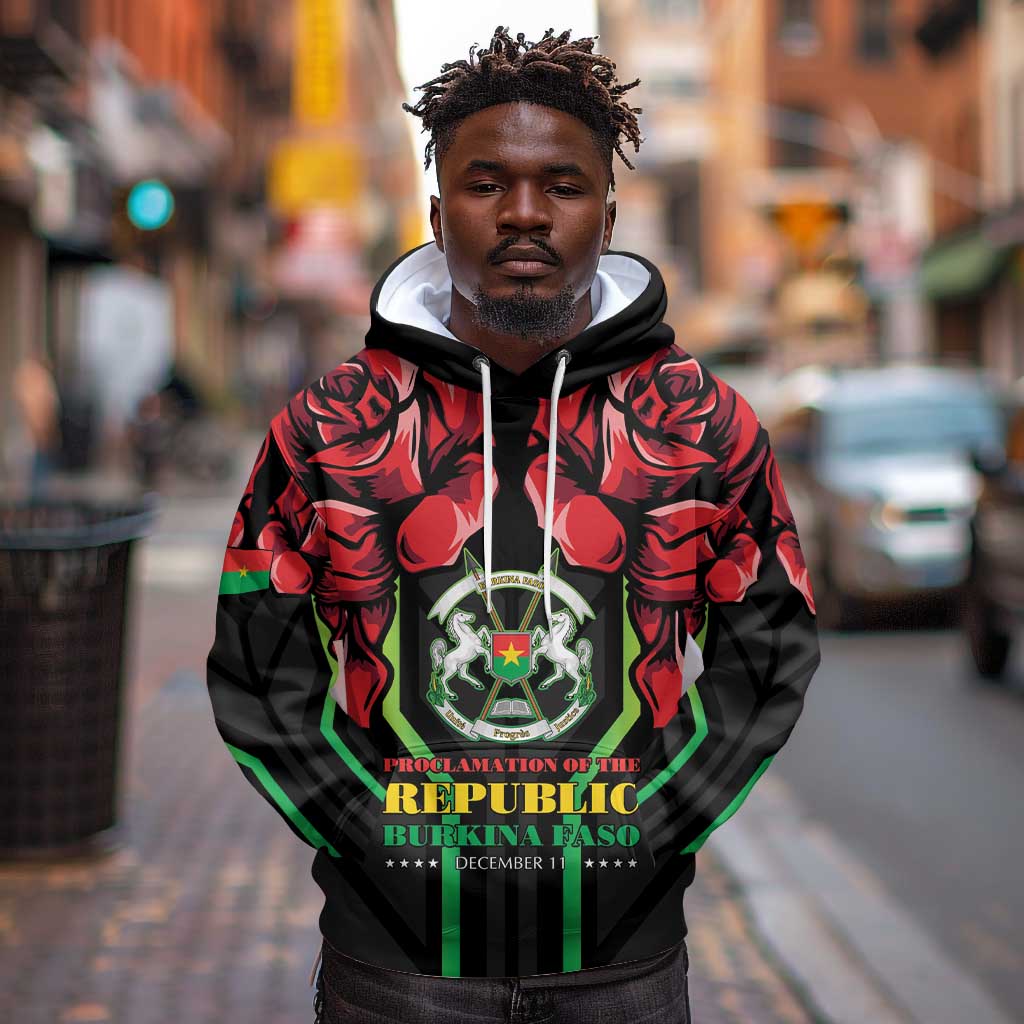 Afro Burkina Faso Republic Day Hoodie Coat Of Arms With Rose - Sporty Style - African Pride