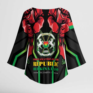 Burkina Faso Republic Day Kimono Sleeve Blouse Coat Of Arms With Rose