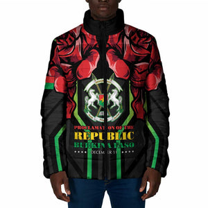 Burkina Faso Republic Day Padded Jacket Coat Of Arms With Rose