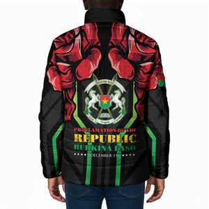 Burkina Faso Republic Day Padded Jacket Coat Of Arms With Rose