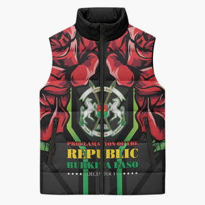 Burkina Faso Republic Day Sleeveless Puffer Jacket Coat Of Arms With Rose