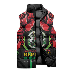 Burkina Faso Republic Day Sleeveless Puffer Jacket Coat Of Arms With Rose