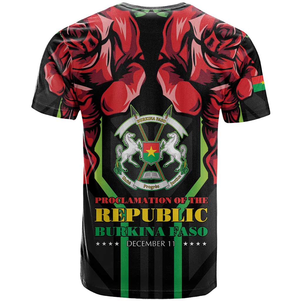 Afro Burkina Faso Republic Day T shirt Coat Of Arms With Rose - Sporty Style - African Pride
