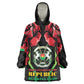 Afro Burkina Faso Republic Day Wearable Blanket Hoodie Coat Of Arms With Rose - Sporty Style - African Pride