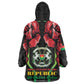 Afro Burkina Faso Republic Day Wearable Blanket Hoodie Coat Of Arms With Rose - Sporty Style - African Pride