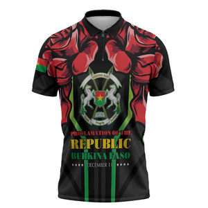 Burkina Faso Republic Day Zipper Polo Shirt Coat Of Arms With Rose