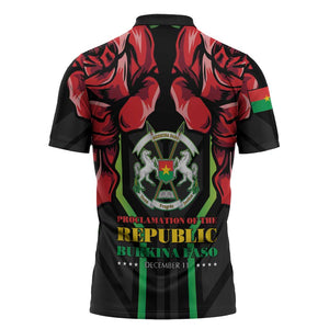 Burkina Faso Republic Day Zipper Polo Shirt Coat Of Arms With Rose