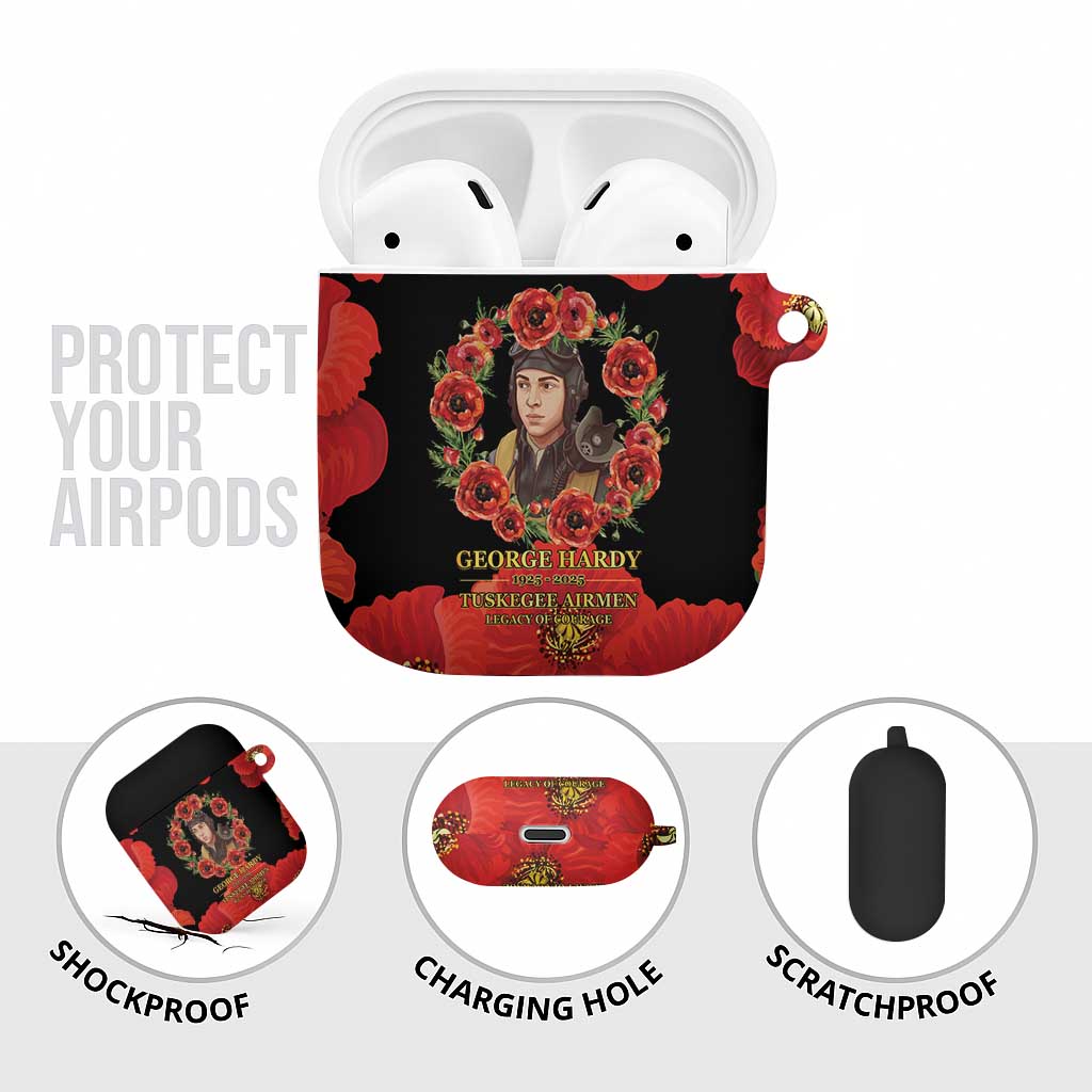 George Hardy Tuskegee Memorial AirPods Case Red Tail Pilots Legacy of Courage