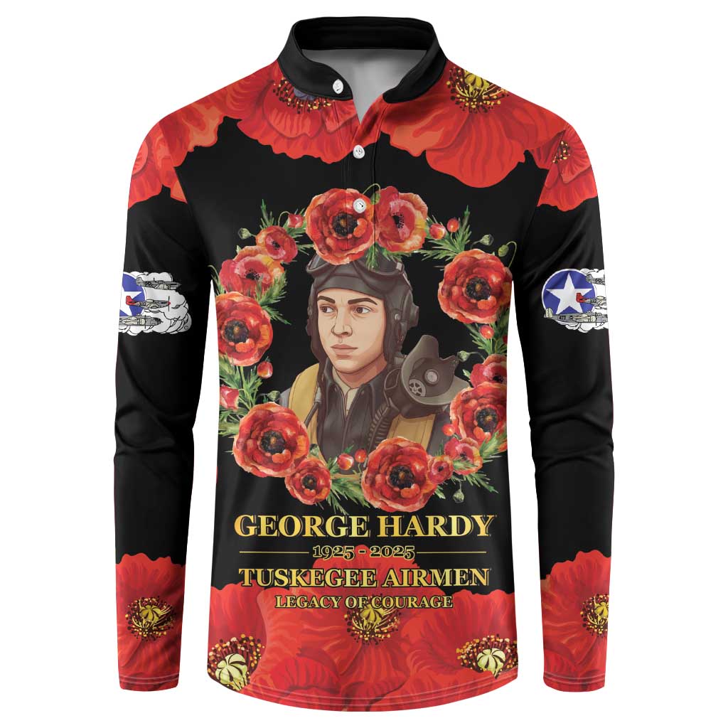 George Hardy Tuskegee Memorial Button Sweatshirt Red Tail Pilots Legacy of Courage