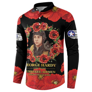 George Hardy Tuskegee Memorial Button Sweatshirt Red Tail Pilots Legacy of Courage