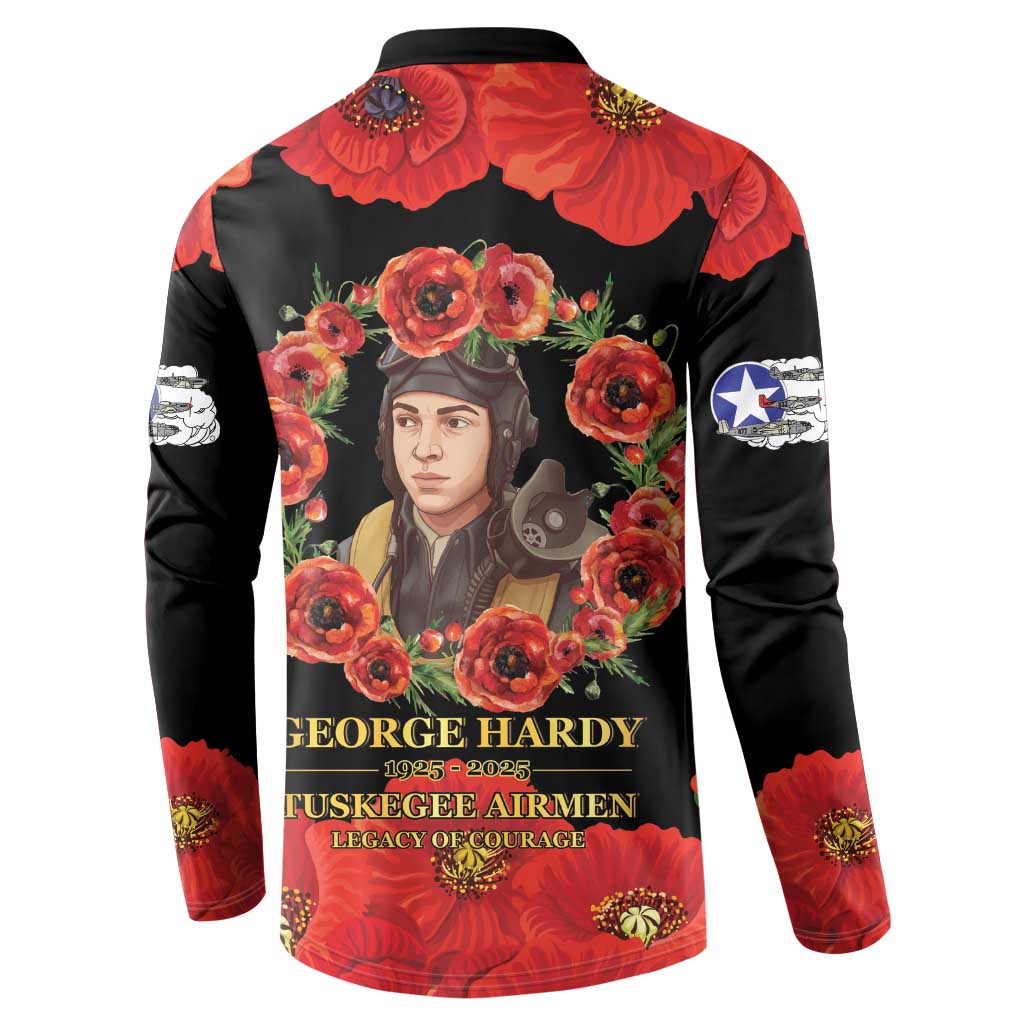 George Hardy Tuskegee Memorial Button Sweatshirt Red Tail Pilots Legacy of Courage