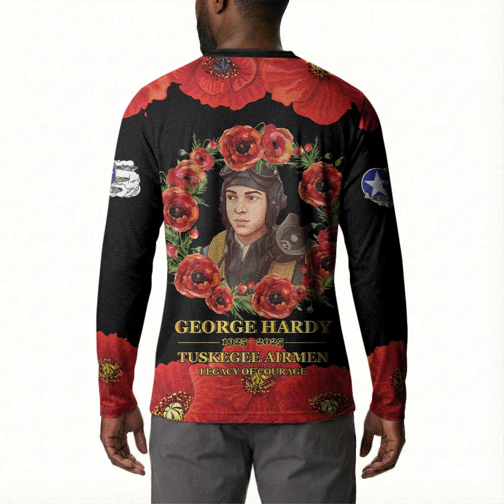 George Hardy Tuskegee Memorial Button Sweatshirt Red Tail Pilots Legacy of Courage