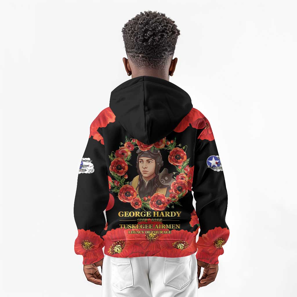 George Hardy Tuskegee Red Tail Pilots Kid Hoodie Legacy of Courage - African Pride