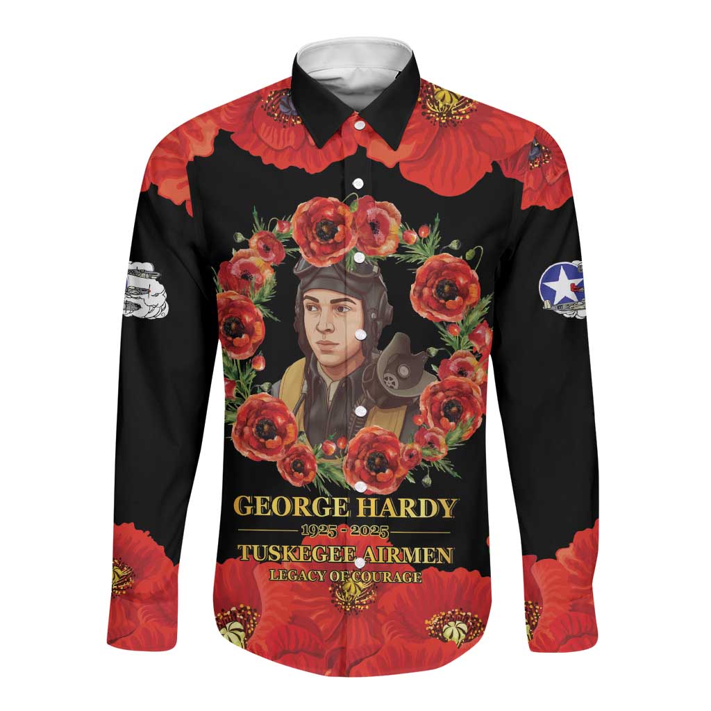 George Hardy Tuskegee Red Tail Pilots Long Sleeve Button Shirt Legacy of Courage - African Pride