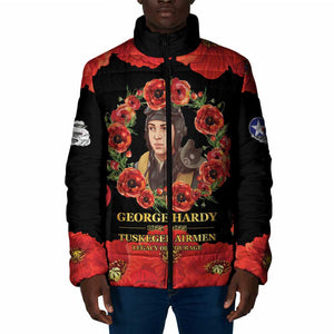 George Hardy Tuskegee Memorial Padded Jacket Red Tail Pilots Legacy of Courage