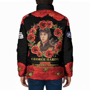 George Hardy Tuskegee Memorial Padded Jacket Red Tail Pilots Legacy of Courage