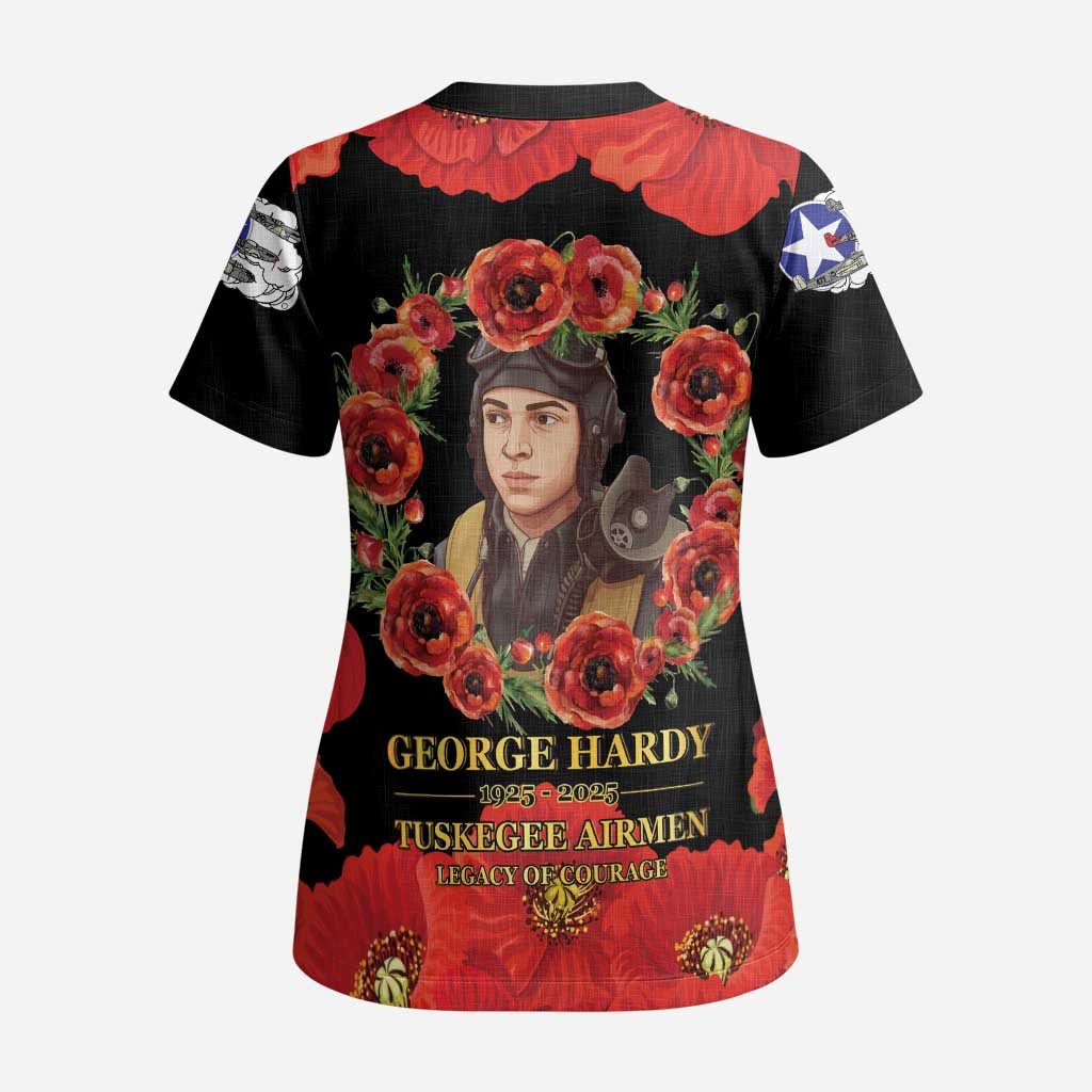 George Hardy Tuskegee Memorial Scrub Top Red Tail Pilots Legacy of Courage - African Pride