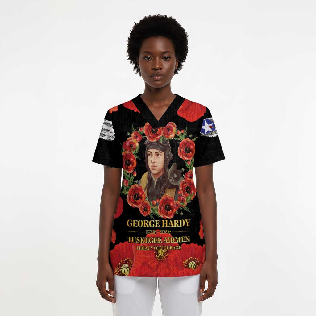 George Hardy Tuskegee Memorial Scrub Top Red Tail Pilots Legacy of Courage - African Pride