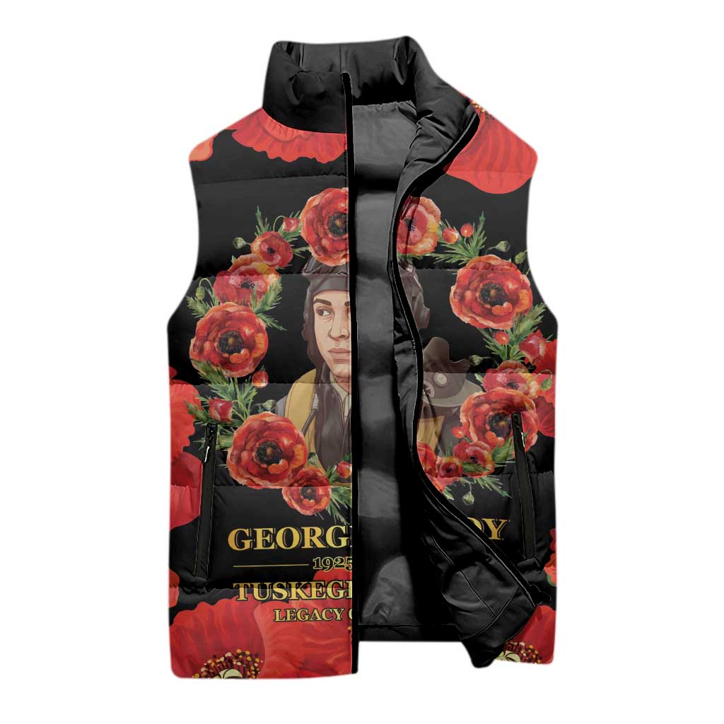 George Hardy Tuskegee Memorial Sleeveless Puffer Jacket Red Tail Pilots Legacy of Courage