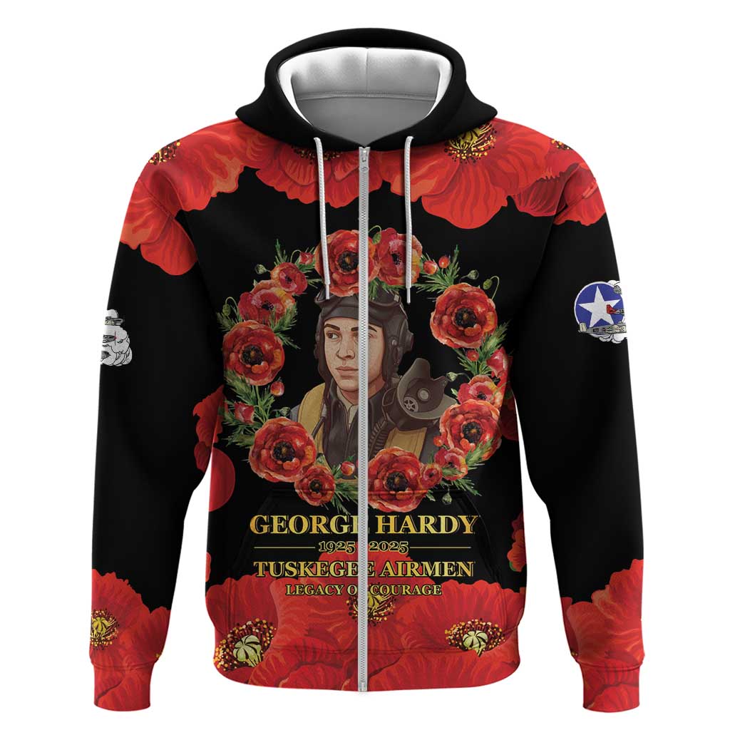 George Hardy Tuskegee Red Tail Pilots Zip Hoodie Legacy of Courage - African Pride