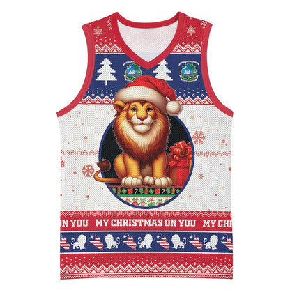 Liberia Christmas Basketball Jersey African Lion Santa LT15
