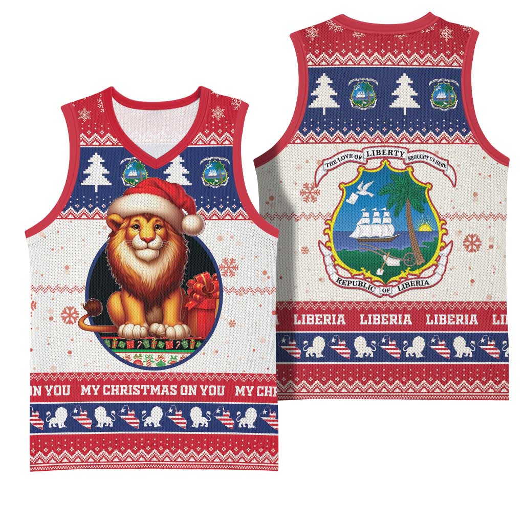 Liberia Christmas Basketball Jersey African Lion Santa LT15