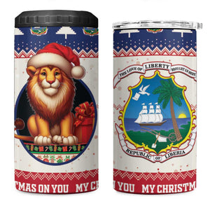 Liberia Christmas 4 in 1 Can Cooler Tumbler African Lion Santa