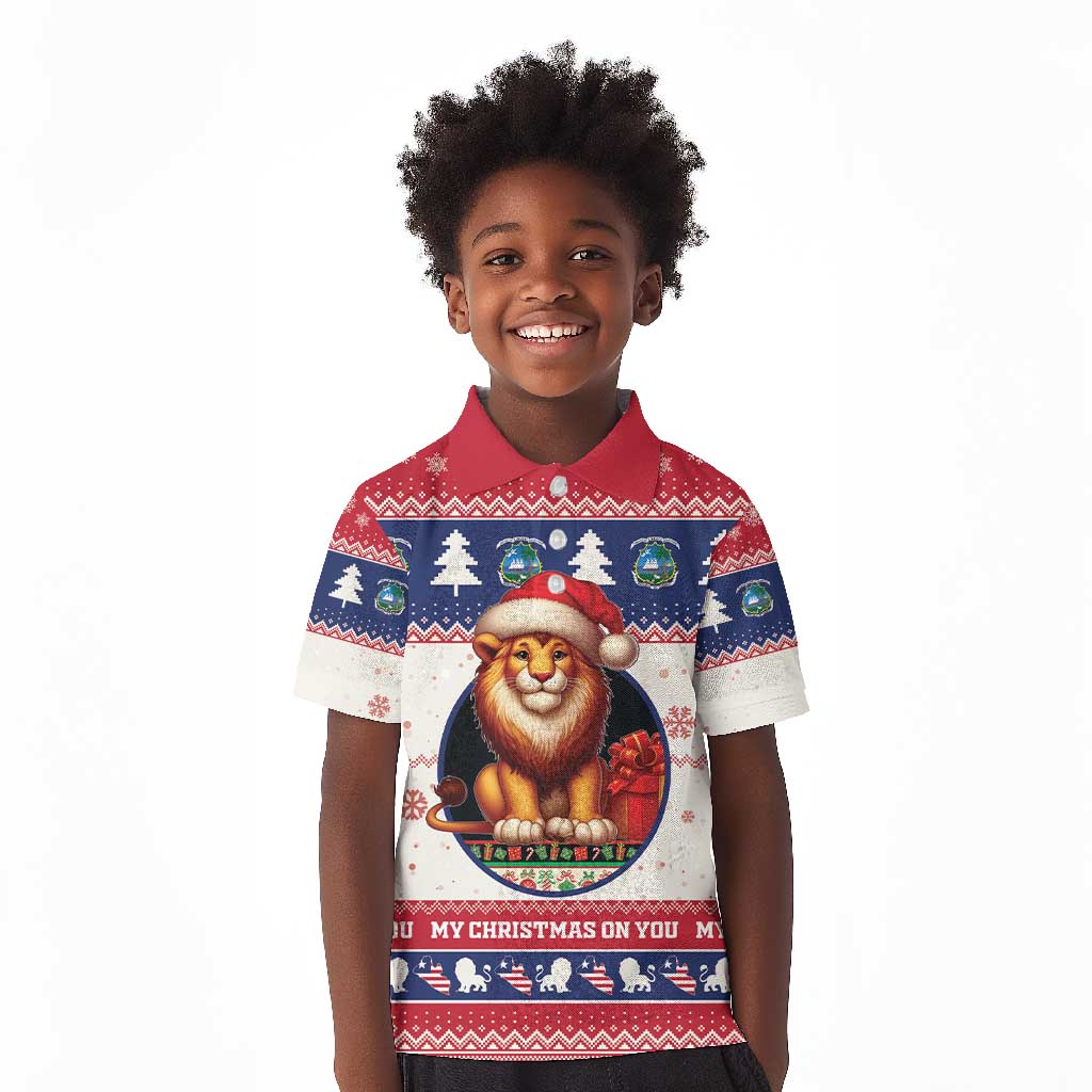 Liberia Christmas Kid Polo Shirt African Lion Santa