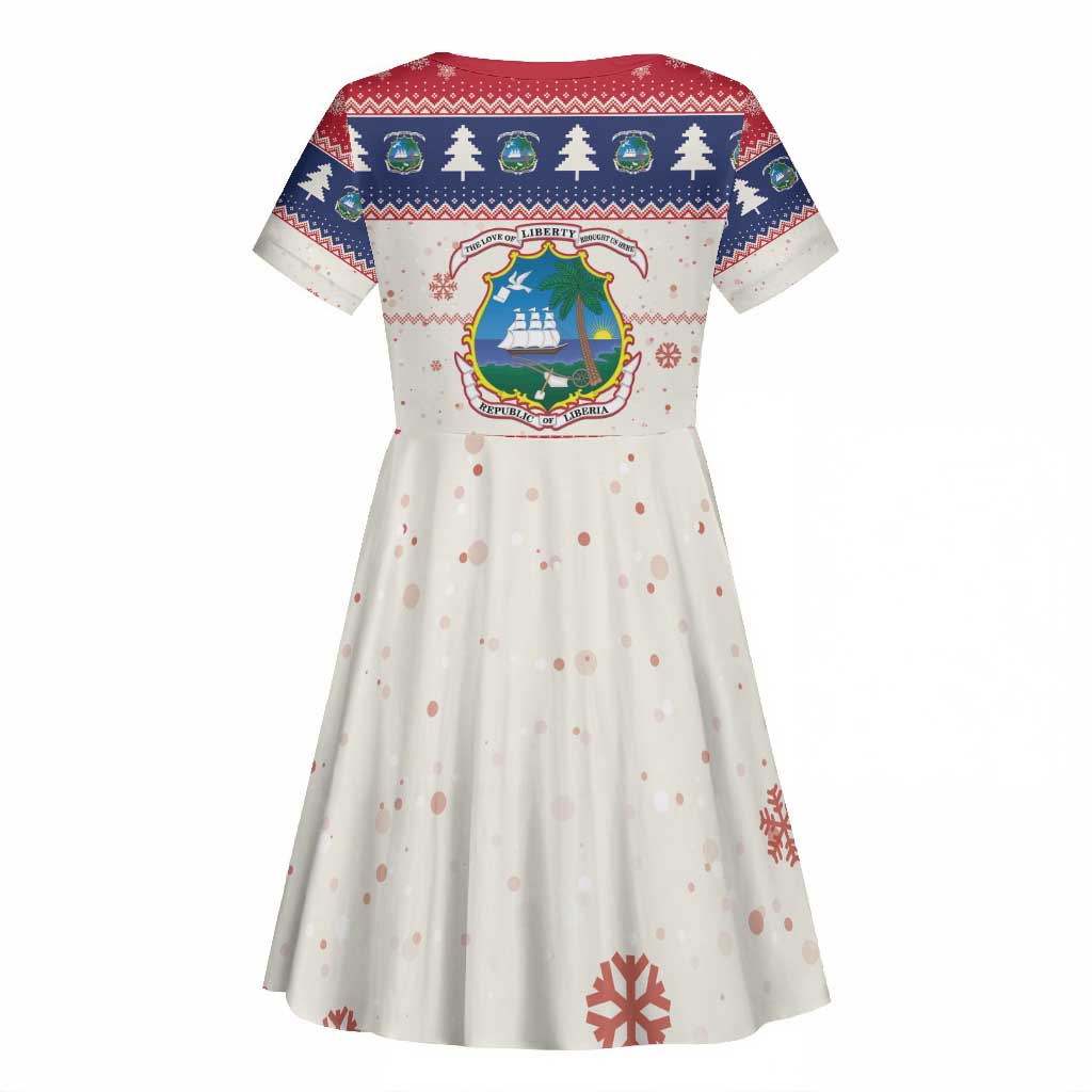 Liberia Christmas Kid Short Sleeve Dress African Lion Santa