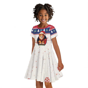 Liberia Christmas Kid Short Sleeve Dress African Lion Santa