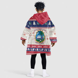 Liberia Christmas Kid Wearable Blanket Hoodie African Lion Santa