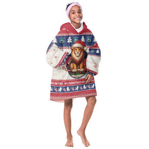 Liberia Christmas Kid Wearable Blanket Hoodie African Lion Santa