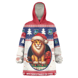 Liberia Christmas Kid Wearable Blanket Hoodie African Lion Santa