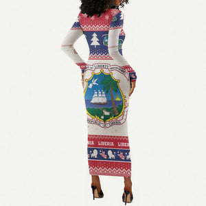 Liberia Christmas Long Sleeve Bodycon Dress African Lion Santa