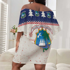 Liberia Christmas Off Shoulder Short Dress African Lion Santa