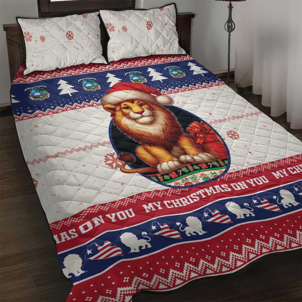 Liberia Christmas Quilt Bed Set African Lion Santa