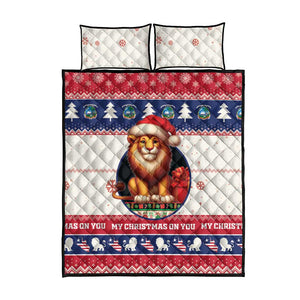 Liberia Christmas Quilt Bed Set African Lion Santa