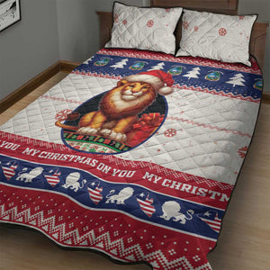 Liberia Christmas Quilt Bed Set African Lion Santa