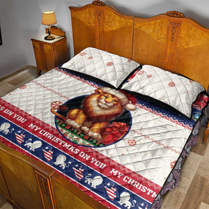 Liberia Christmas Quilt Bed Set African Lion Santa