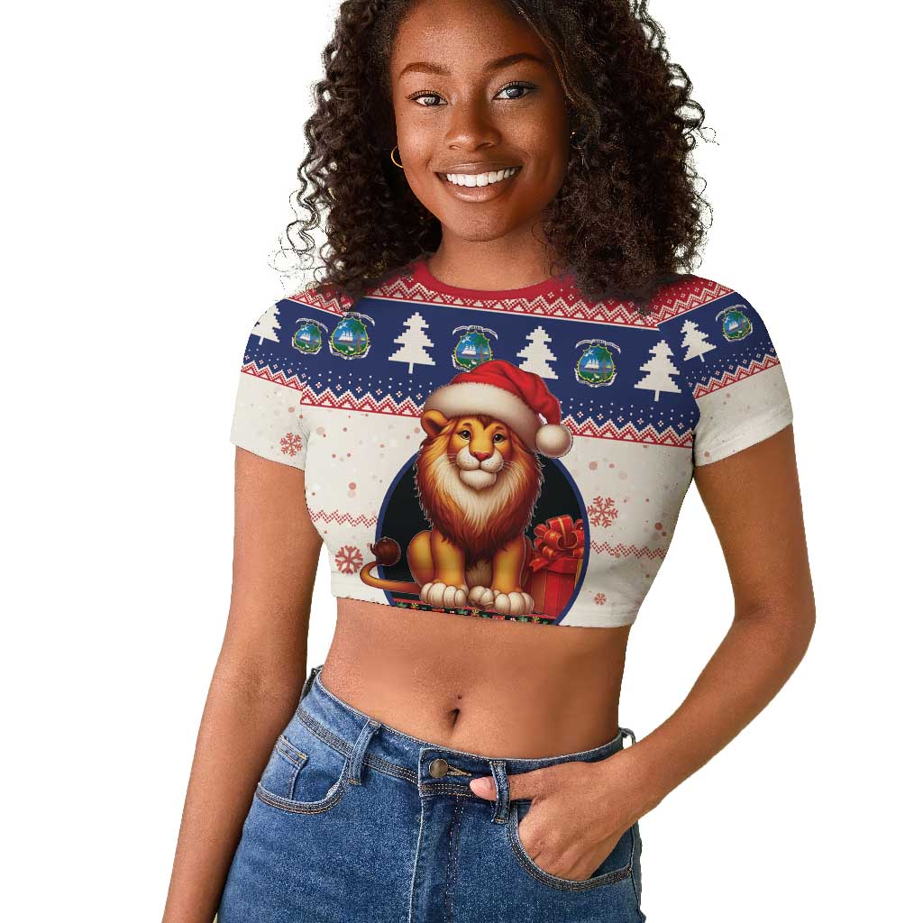 Liberia Christmas Raglan Cropped T shirt African Lion Santa