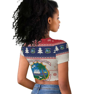 Liberia Christmas Raglan Cropped T shirt African Lion Santa