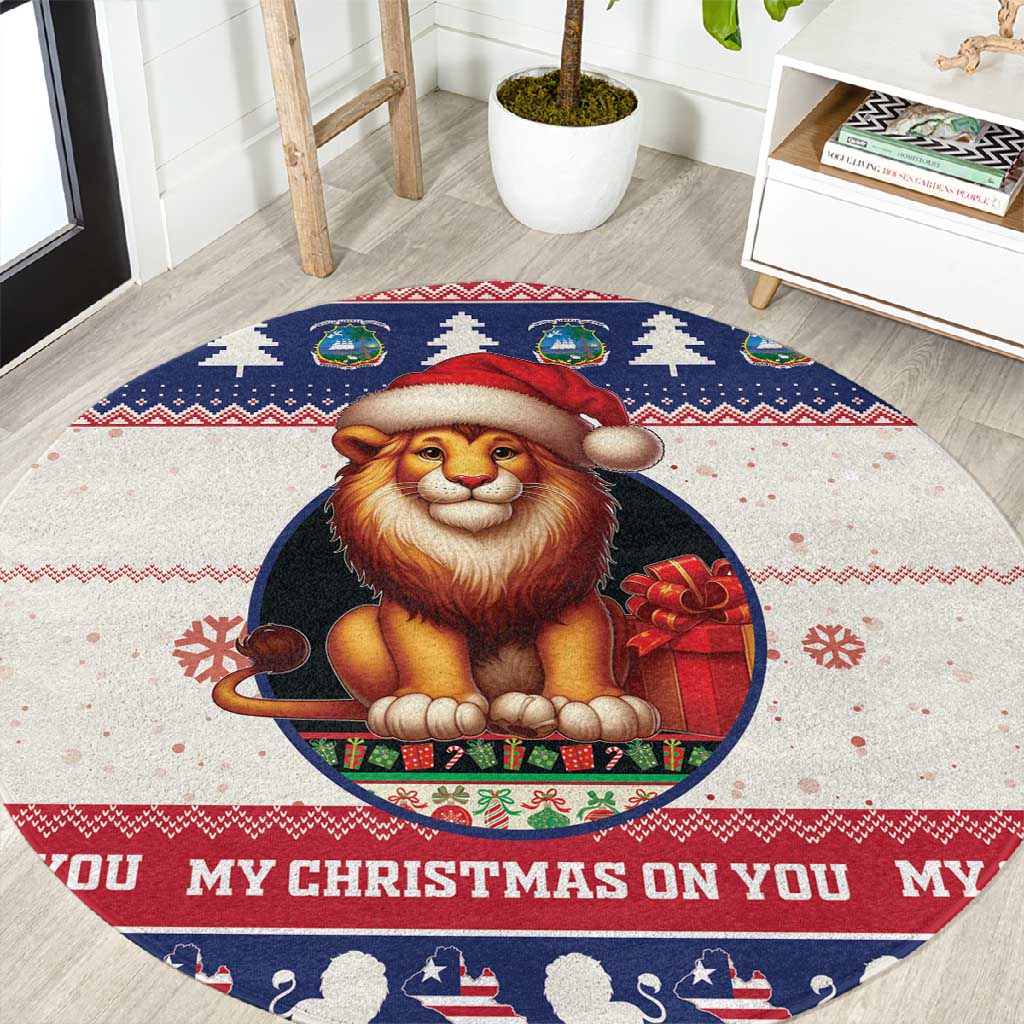 Liberia Christmas Round Carpet African Lion Santa