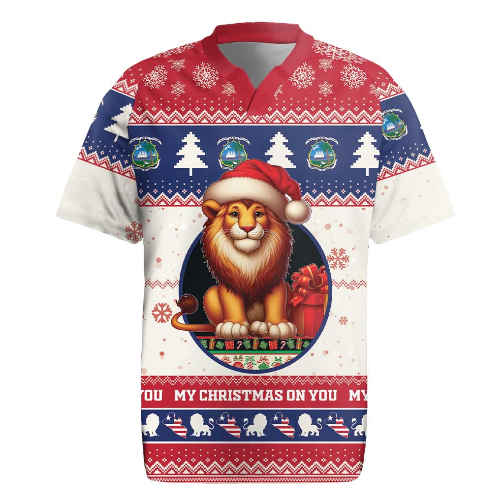 Liberia Christmas Rugby Jersey African Lion Santa