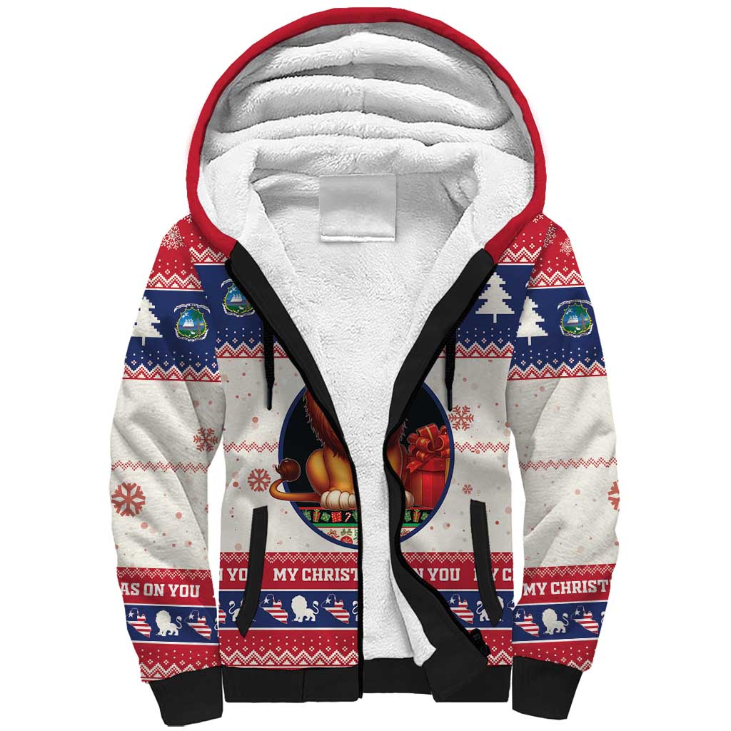 Liberia Christmas Sherpa Hoodie African Lion Santa