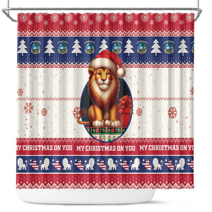 Liberia Christmas Shower Curtain African Lion Santa