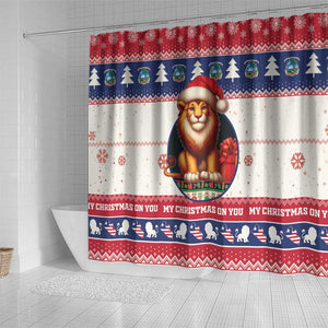 Liberia Christmas Shower Curtain African Lion Santa